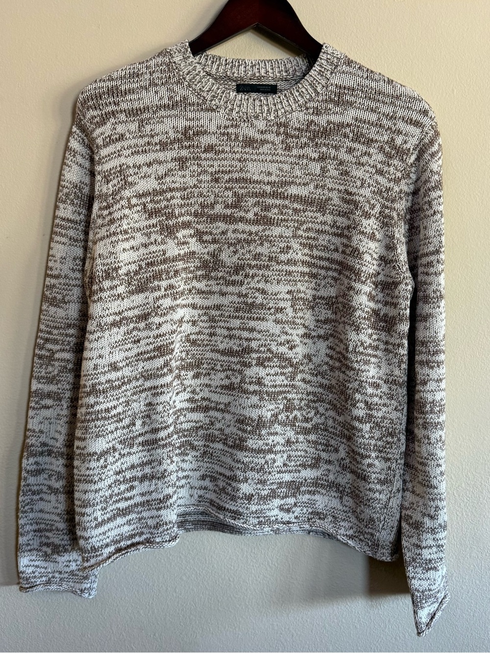 Zara Marled Crewneck Sweater - Neutral Brown & Cream
